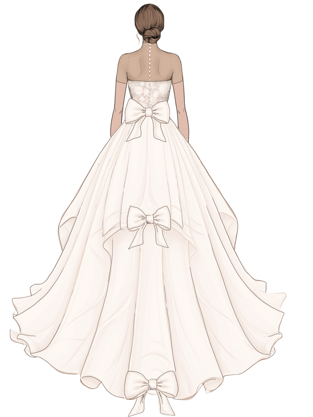 the back view of a wedding dress